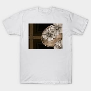 Contemporary Modern Art Botanical In Brown T-Shirt